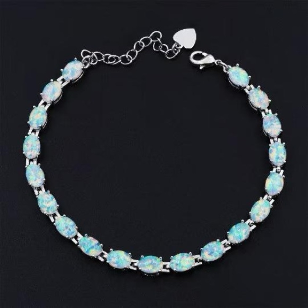 Ethiopian White Opal Tennis Bracelet, Oval Black Opals, Hottest 🔥 Bracelet